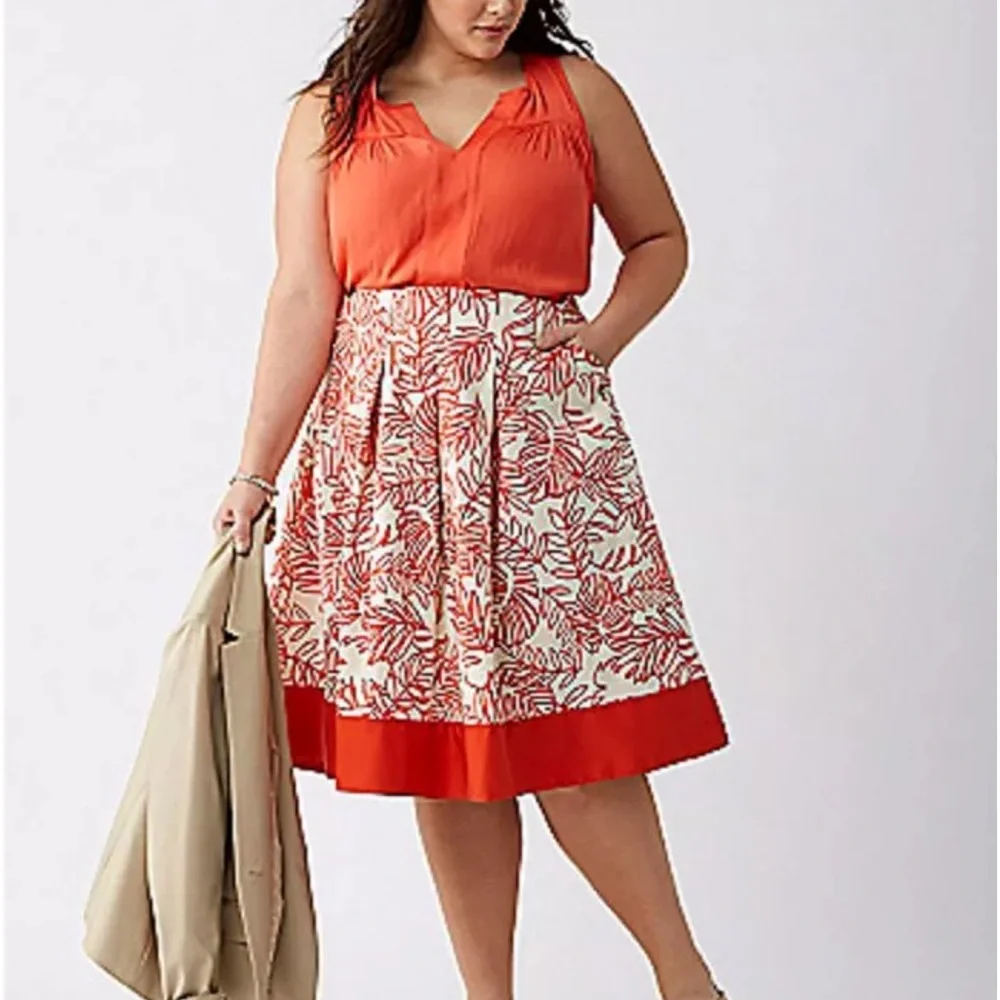 LANE BRYANT Full Skirt with Colorblock Hem Size 18 - Picture 1 of 9